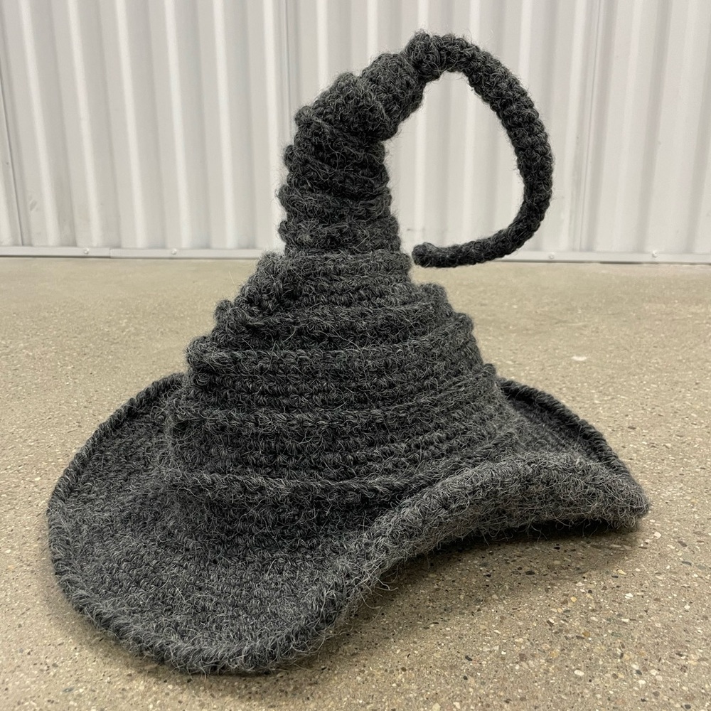 Hand Made Crochet Halloween Gandolf Witch Wizard Hat adult OSFM